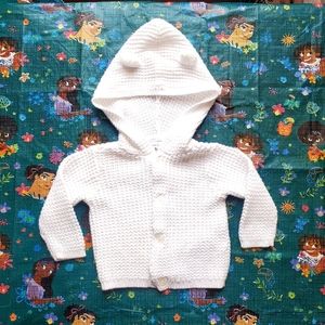 NWOT Carters 3 month button up hooded sweater with adorable ears on the hood.